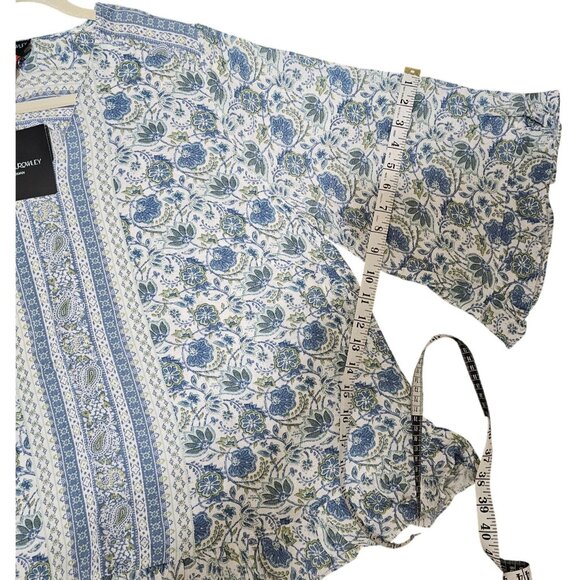 Cynthia Rowley Women's Blue & White Floral Print Blouse Size IX - Picture 9 of 9